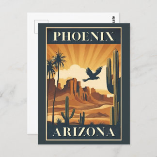 Carte Postale Phoenix Arizona Retro Travel Poster
