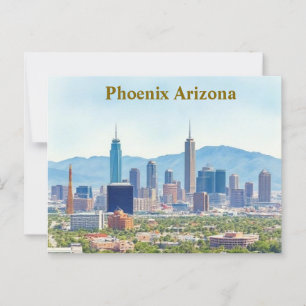 Carte Postale Phoenix Arizona Skyline en peinture vintage de jou