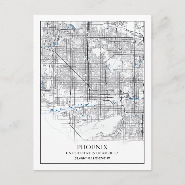 Carte Postale Phoenix Arizona USA Travel City Plan (Devant)
