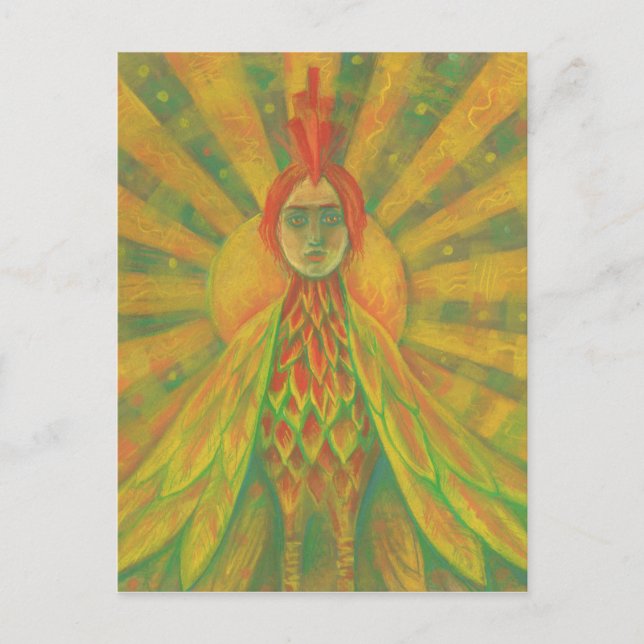 Carte Postale Phoenix Sun Bird Femme Déesse Imaginaire Surréalis (Devant)