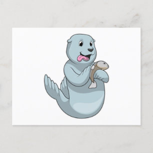 Carte Postale Phoque avec Poisson