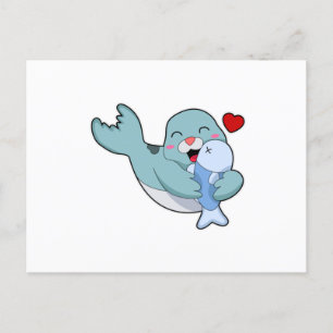 Carte Postale Phoque avec Poisson