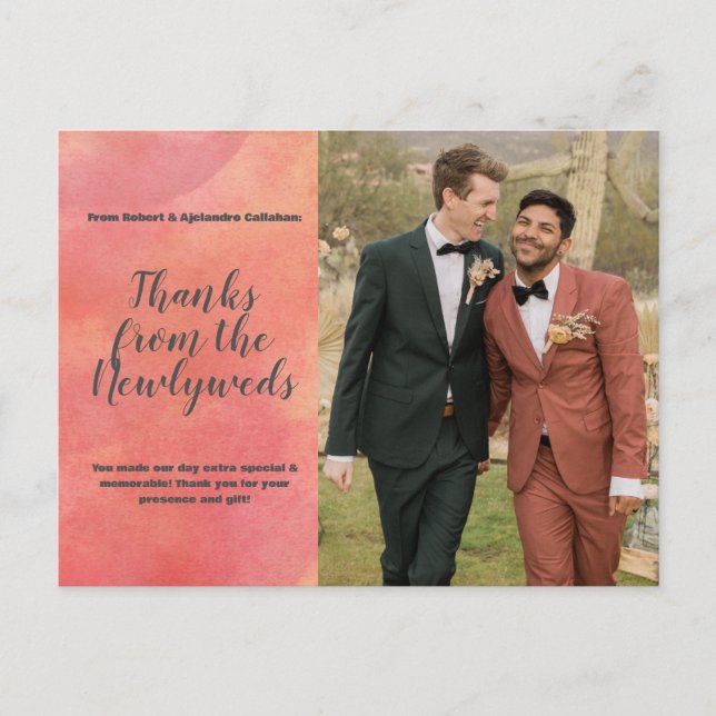 Carte Postale Photo Abstraite du Mariage de Merci orange (Devant)