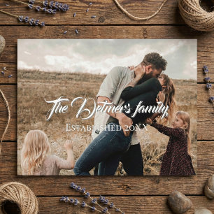 Carte Postale Photo avec nom de famille personnalisé en écriture