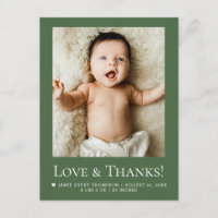 Photo Bébé Vert Forêt Amour & Merci Moderne