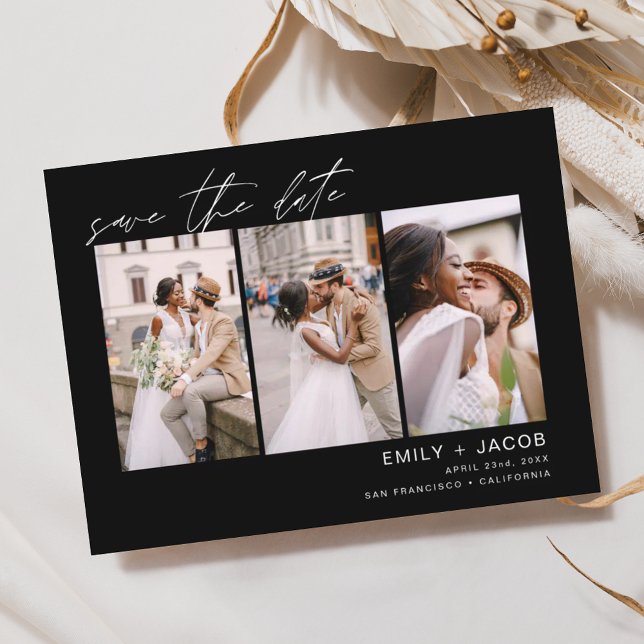 Carte postale photo Black Save the Date 3 (Créateur téléchargé)