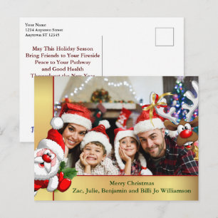 Carte Postale Photo Bombe Père Noël Reindeer Famille Photo Noël