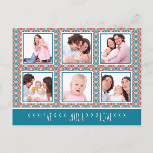 Carte Postale Photo Collage avec Fan Pattern Decorative (Devant)