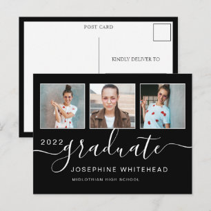 Carte Postale Photo Collage Graduation minimum Noir