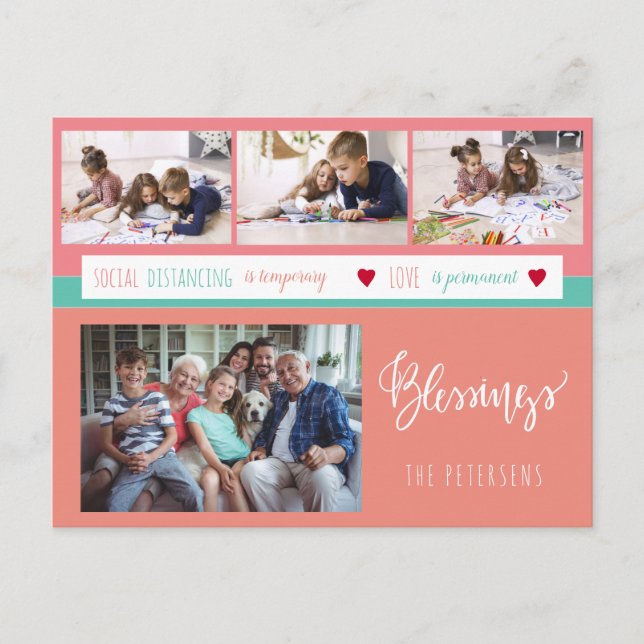 Carte Postale Photo collage rester à la maison message d'amour d (Devant)