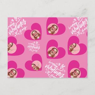 Carte Postale Photo Collage Saint Valentin Coeurs roses chauds