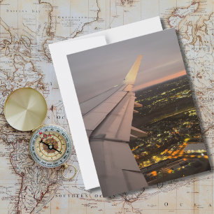 Carte Postale Photo d'aile d'avion Lever de soleil horizon Aviat