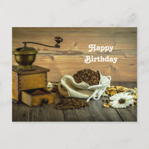 Carte Postale Photo d'anniversaire de Rustic Coffee Grinder