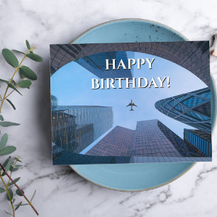 Carte Postale Photo d'avion et de gratte-ciel, Anniversaire d'av