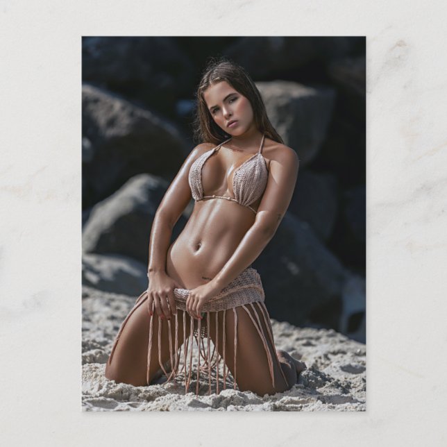Carte postale photo de beauté bébé plage Bikini (Devant)