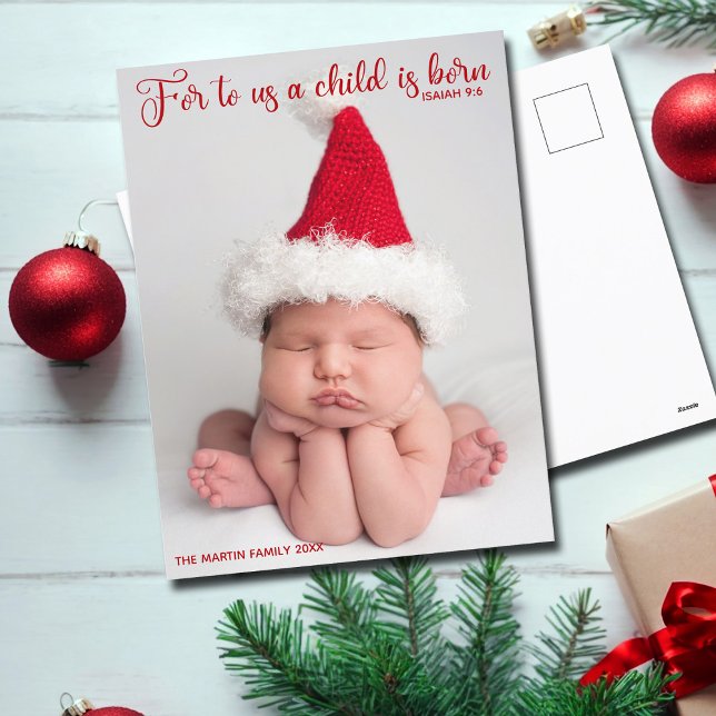 Carte Postale Photo de bébé religieuse Bible de Noël Verse migno (Créateur téléchargé)