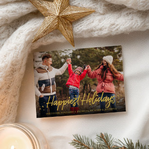 Carte Postale Photo de calligraphie dorée Joyeux Noël