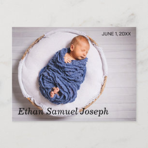 Carte Postale Photo de Faire-part de naissance élégante, mignonn