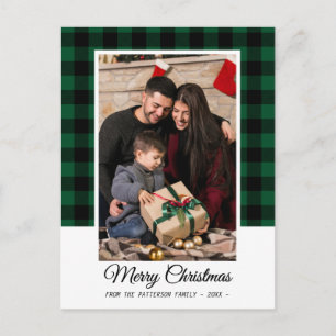 Carte Postale Photo de famille Buffalo vert Joyeux Noël