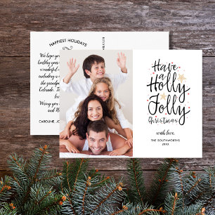 Carte Postale Photo de famille de Noël Holly Jolly écrit à la ma