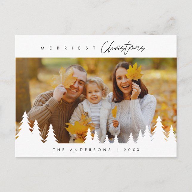 Carte Postale Photo de famille de Noël la plus agréable, minimal (Devant)