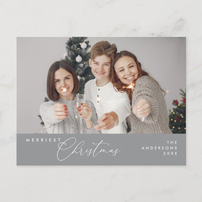 Carte Postale Photo de famille de Noël la plus belle, Salutation (Devant)