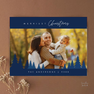 Carte Postale Photo de famille de Noël la plus joyeuse en extéri