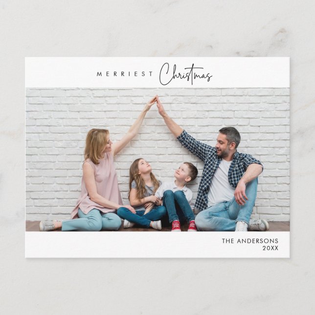 Carte Postale Photo de famille de Noël la plus joyeuse, Happy d' (Devant)