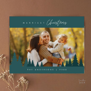 Carte Postale Photo de famille de Noël le plus joyeux Arbres de
