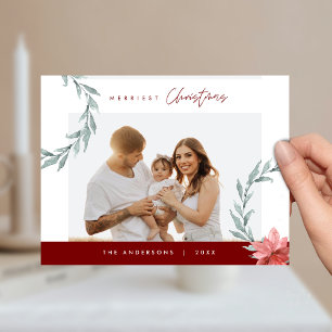Carte Postale Photo de famille de Noël le plus joyeux, Couronne