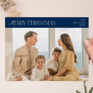 Carte Postale Photo de famille de Noël moderne, élégante et joye