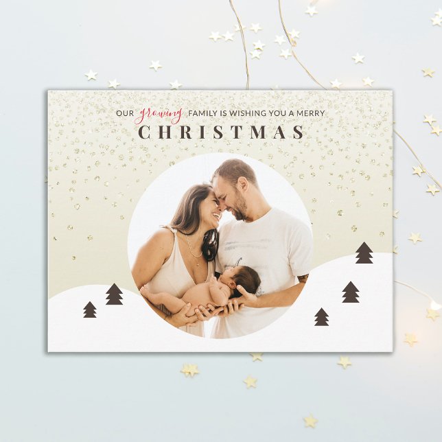 Carte Postale Photo de famille grandissante Joyeux Noël (Créateur téléchargé)