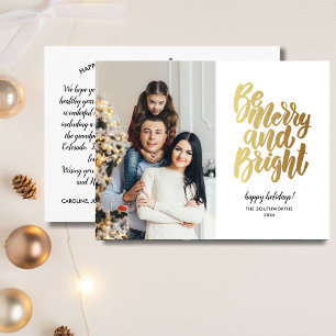 Carte Postale Photo de famille Joyeux Noël et Bonnes Fêtes en or