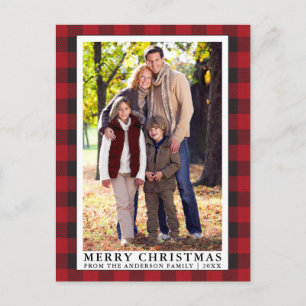 Carte Postale Photo de famille joyeux Noël plaid Red Buffalo