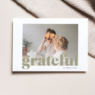 Carte Postale Photo de famille Joyeux Thanksgiving Vert Gratef