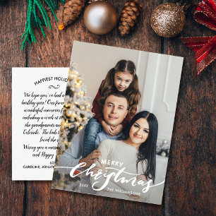 Carte Postale Photo de famille Lettrée moderne Joyeux Noël