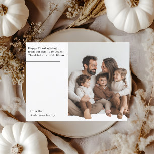 Carte Postale Photo de famille minimaliste de Thanksgiving plein