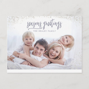 Carte Postale Photo de famille moderne Joyeuses Fêtes