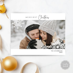 Carte Postale Photo de famille Noël le plus joyeux, Flocons de n