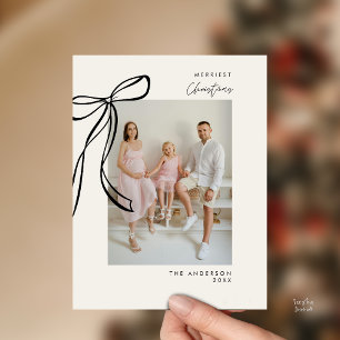 Carte Postale Photo de famille noire moderne voeux de Noël