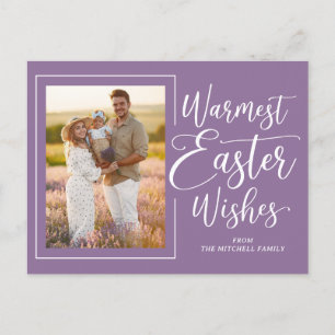 Carte Postale Photo de famille personnalisée sur Pâques violet p