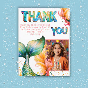 Carte Postale Photo de fille d'anniversaire de sirène colorée Me