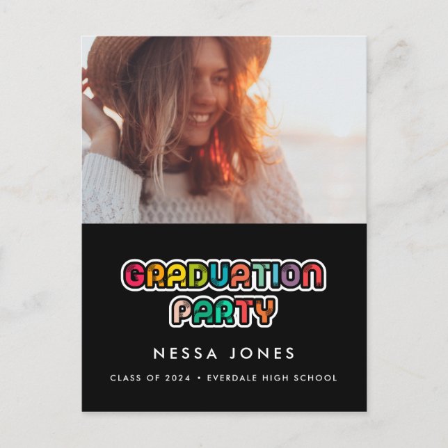 Carte Postale Photo de la fête de remise des diplômes colorée de (Devant)