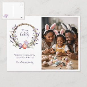 Carte Postale Photo de lapin mignon de Pâques à l'aquarelle lava