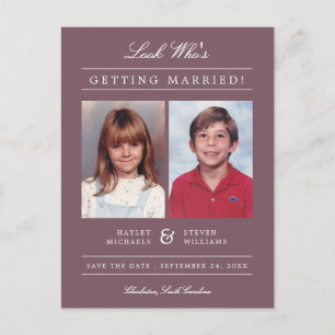 Carte Postale Photo de l'enfant Enregistrer la date   Mauve