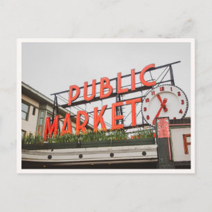 Carte Postale Photo de l'enseigne du marché public de Seattle à