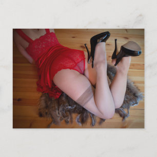 Carte postale photo de lingerie en dentelle rouge