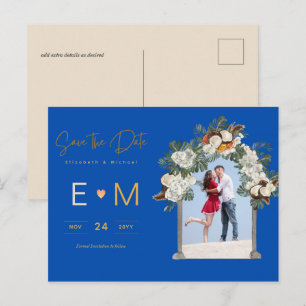 Carte Postale Photo de mariage à sauvegarder Fleurs de couleur b