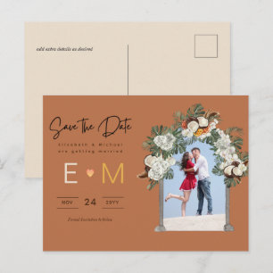 Carte Postale Photo de mariage à venir Terracotta Floral automna