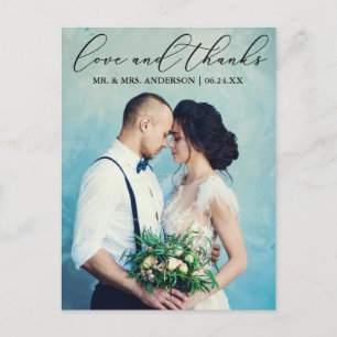Carte Postale Photo de mariage avec calligraphie élégante et amo